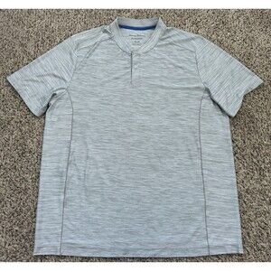 Tommy Bahama Snap Henley Shirt Mens XL Gray Island Zone Short Sleeve Performance